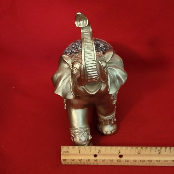 Golden Standing Elephant Trunk Up Figurine - Picture 9 of 14